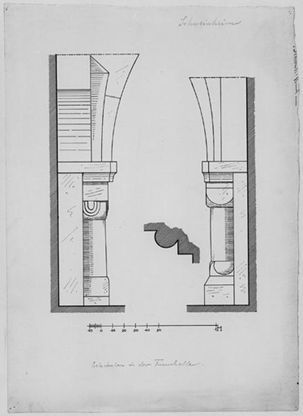 Tour-choeur : colonnes d'angle au rez-de-chaussée.