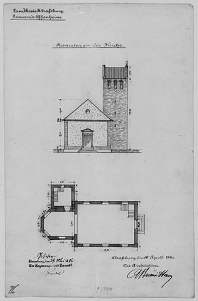 Plan et élévation ouest.