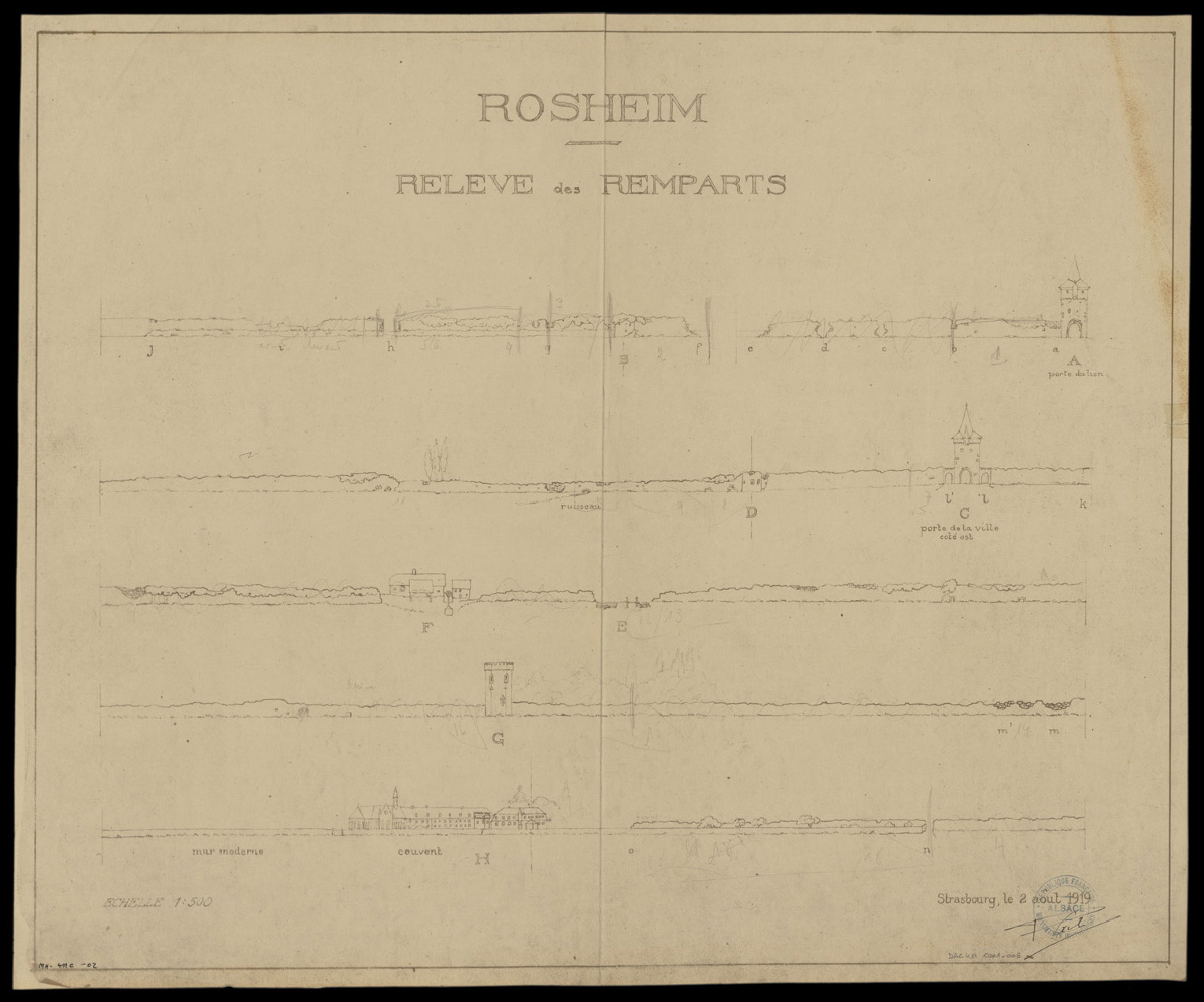 Relevé des remparts dans l’état de 1919.