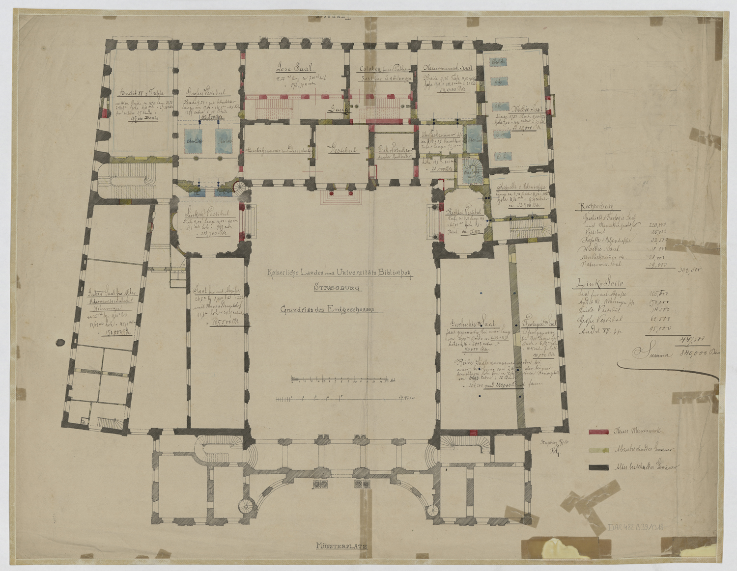 Projet d’aménagement en bibliothèque universitaire, plan de masse du rez-de-chaussée.