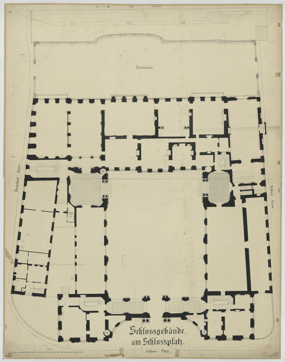 Plan de masse du rez-de-chaussée.