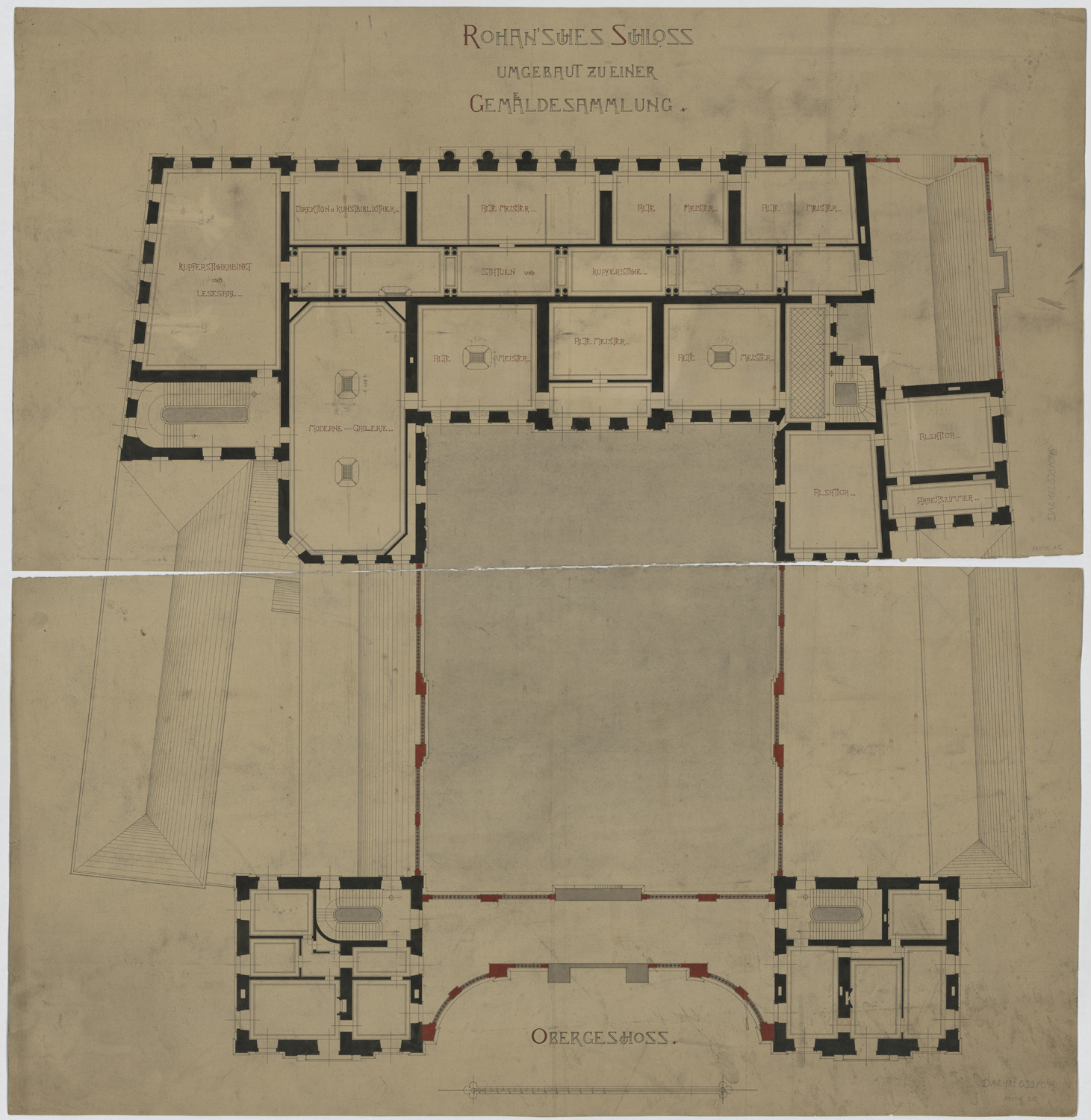 Projet d'aménagement des salles d'exposition de peintures, plan de masse du premier étage.