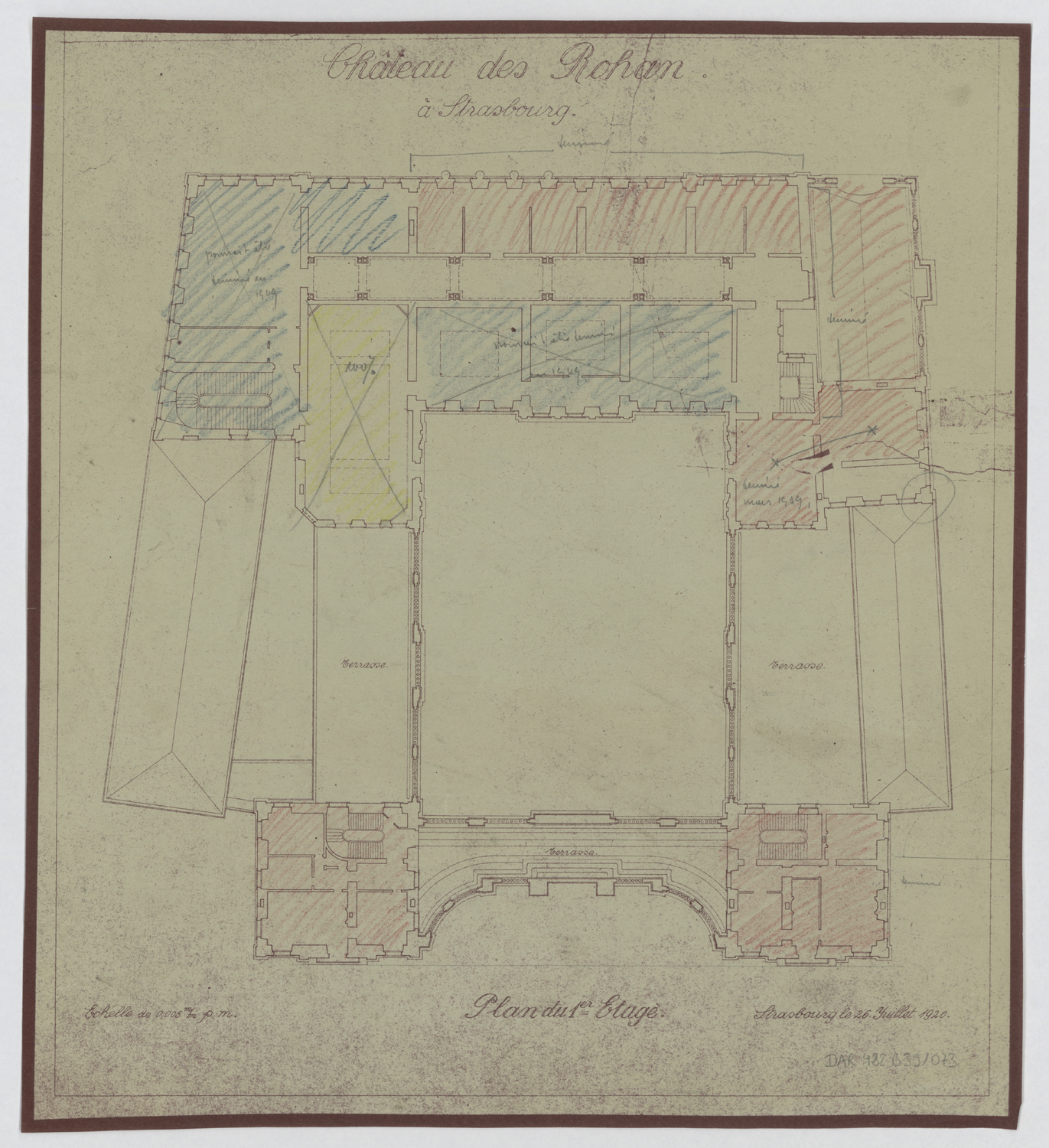 Projet d’aménagement, plan de masse du premier étage.