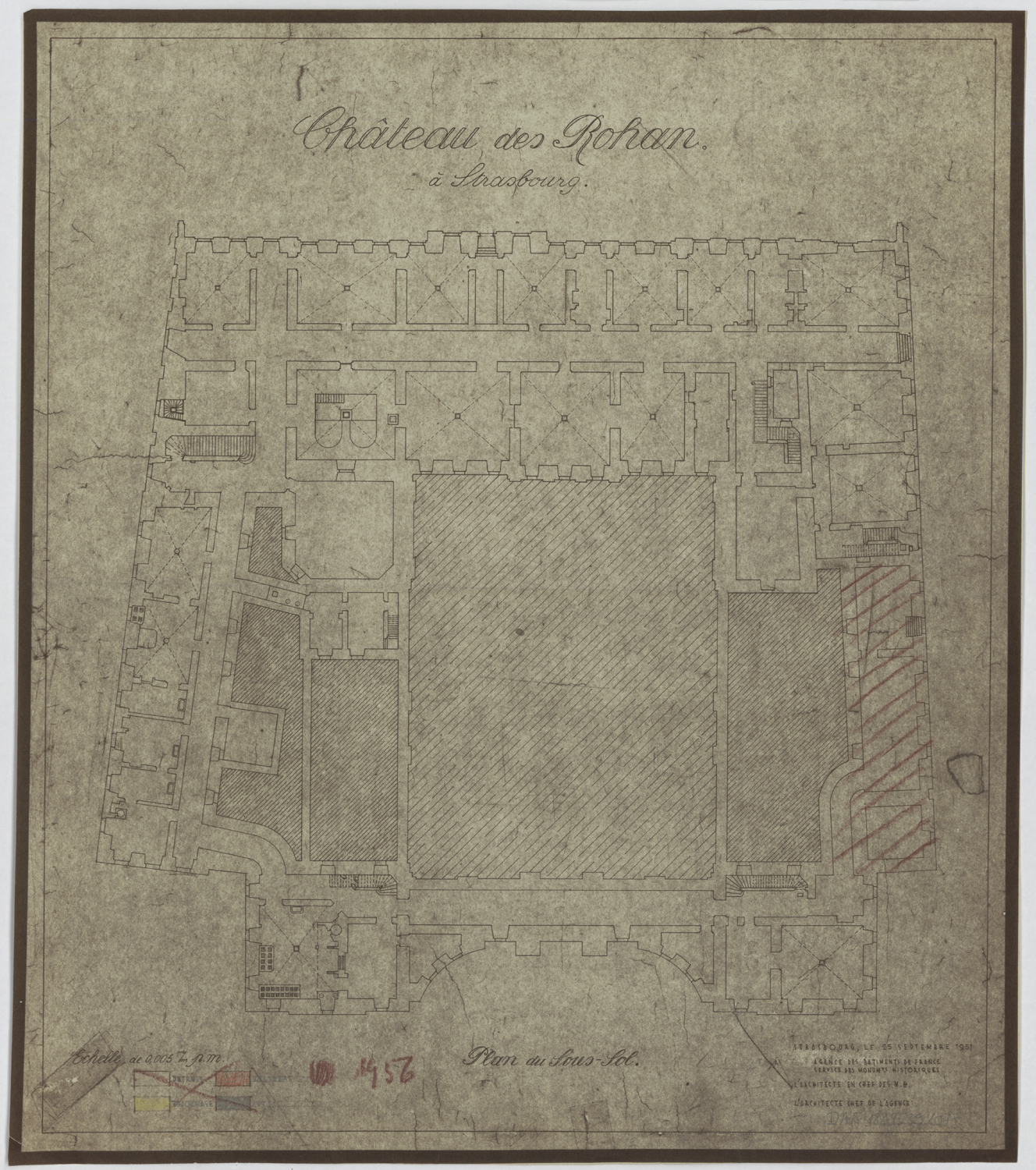 Projet d’aménagement, plan de masse du sous-sol.