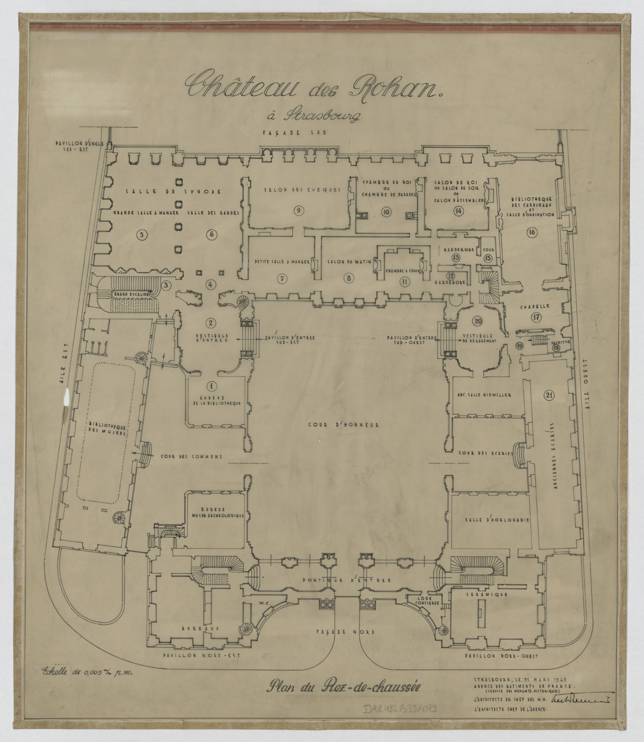 Projet de réaménagement, plan de masse du rez-de-chaussée.