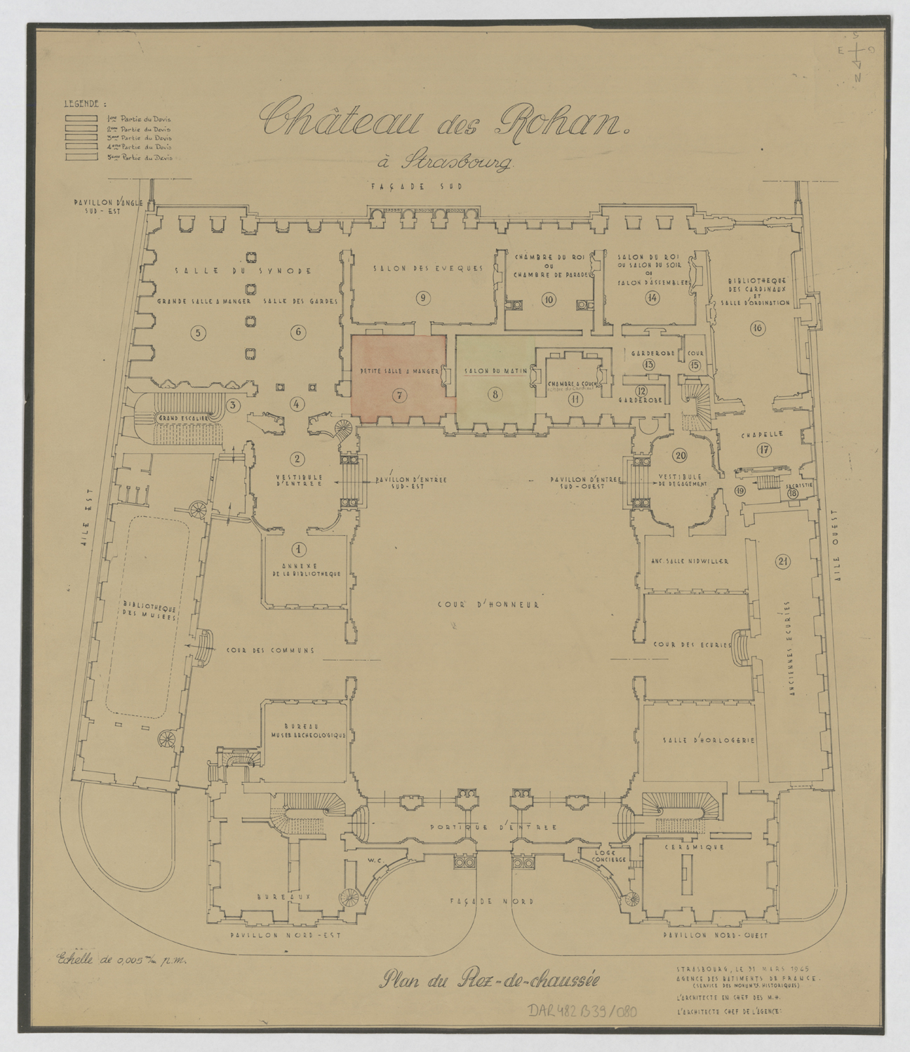 Projet de réaménagement, plan de masse du rez-de-chaussée.