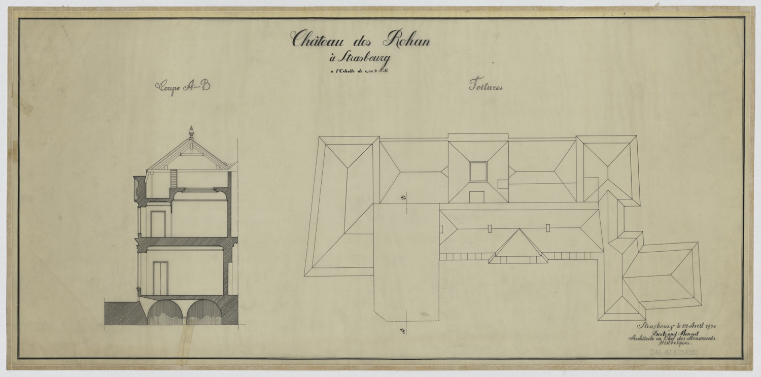 Plan de la toiture et coupe transversale.