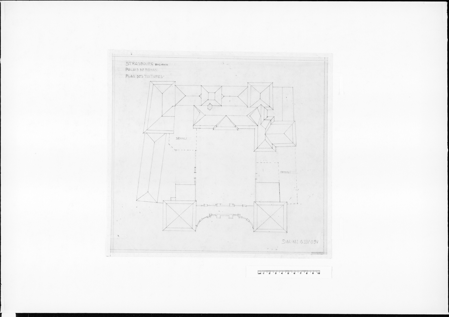 Dommages de guerre, plan de la toiture.