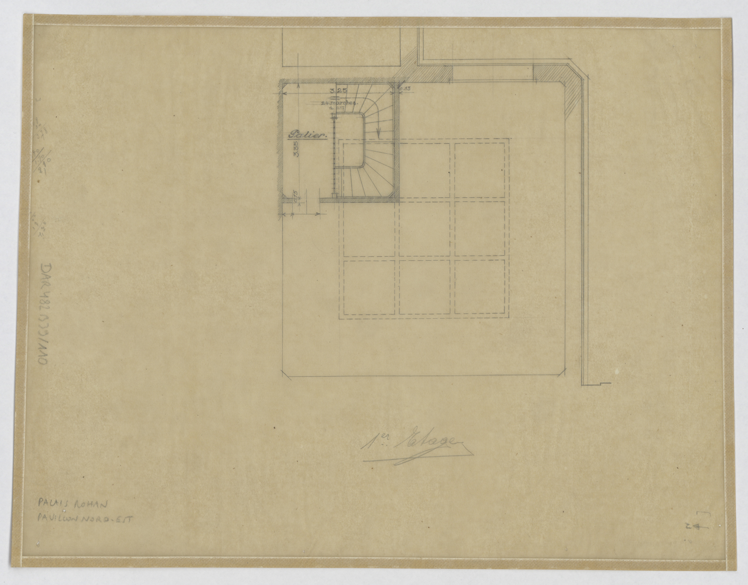 Projet de modification du pavillon nord-est, plan du palier de l’escalier au premier étage.