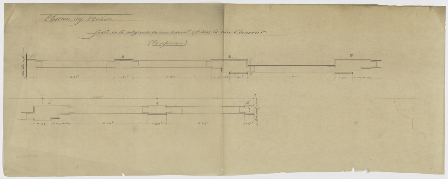 Arcade est, plans du socle de la balustrade.