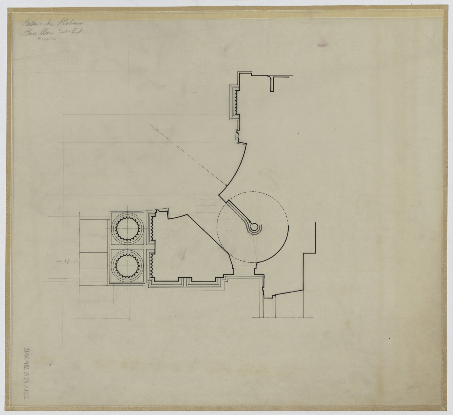 Pavillon sud-est, plan de masse de l’escalier de l’angle sud-ouest.