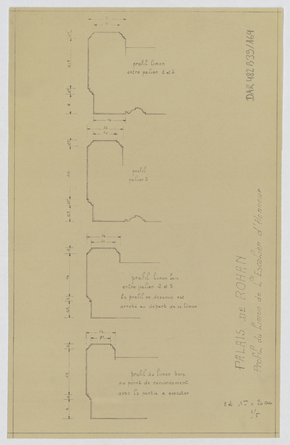 Escalier d’honneur, profils du limon.