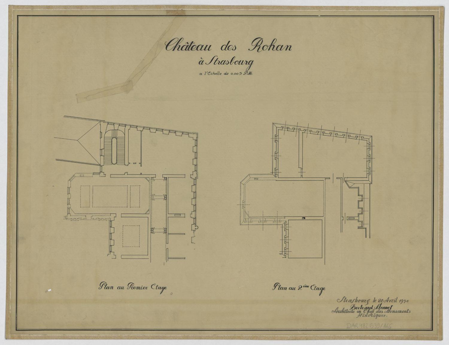 Aile est, plans de masse des premier et deuxième étages du pavillon sud-est.