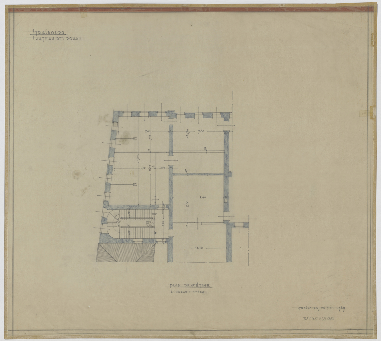 Aile est, plan de masse du premier étage du pavillon sud-est.