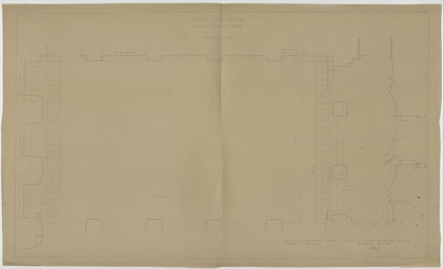 Salle des gardes, plan du dallage.