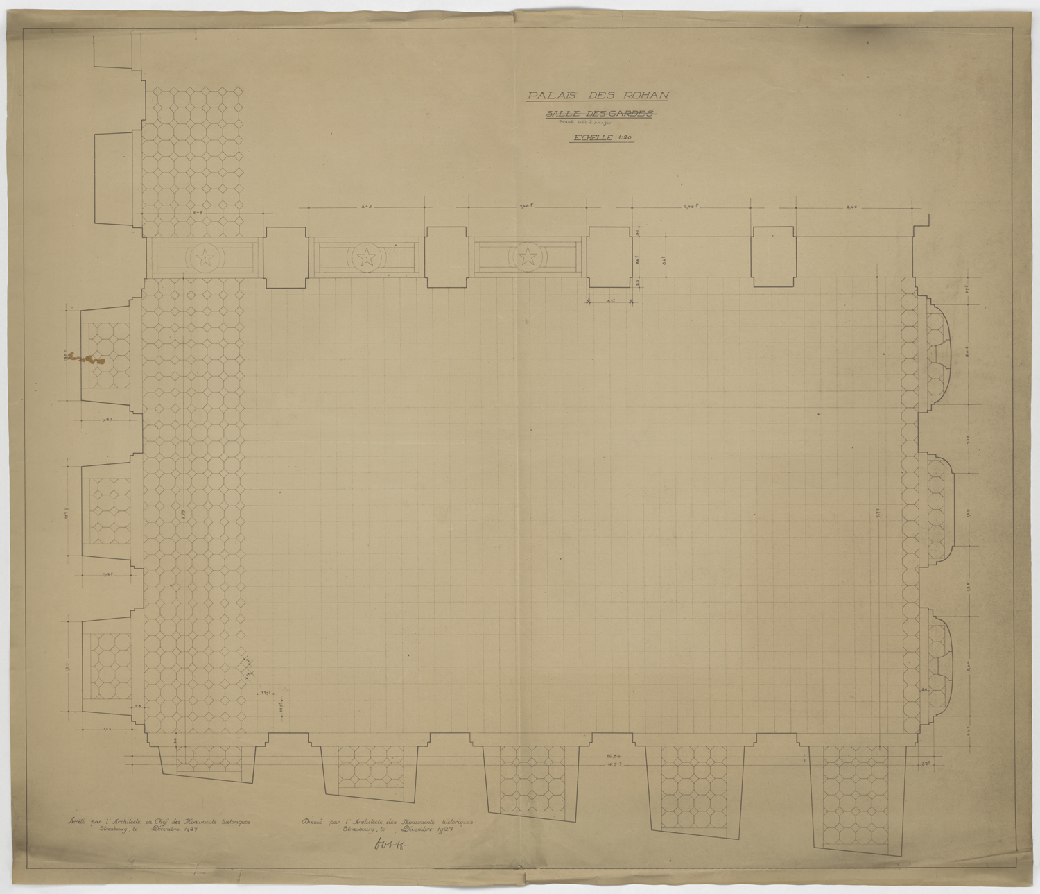 Grande salle à manger, plan du dallage.