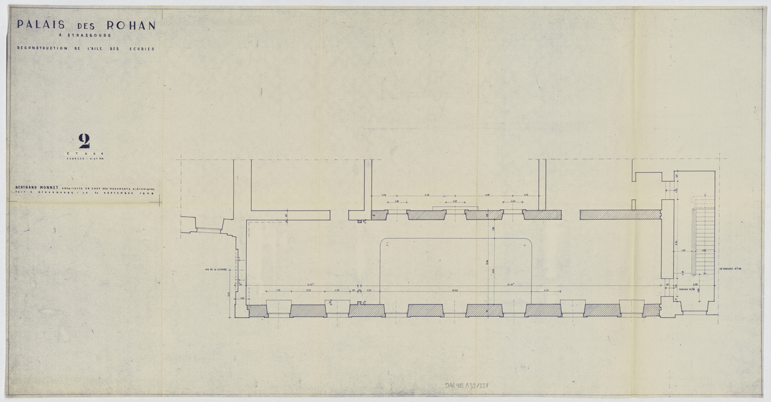 Reconstruction de l’aile des écuries, plan de masse de l’étage.