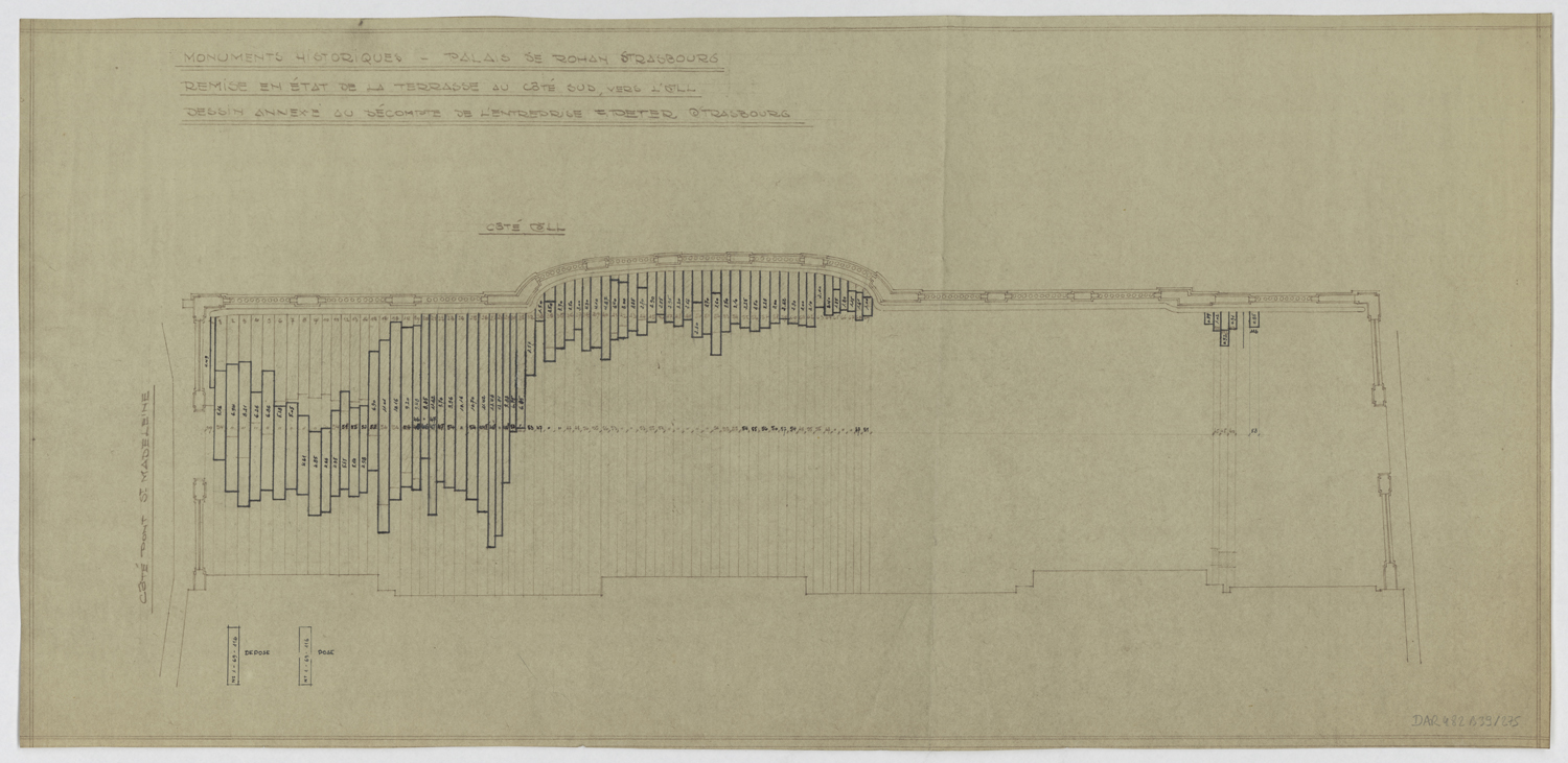 Remise en état de la terrasse sur l’Ill,  plan de décompte.