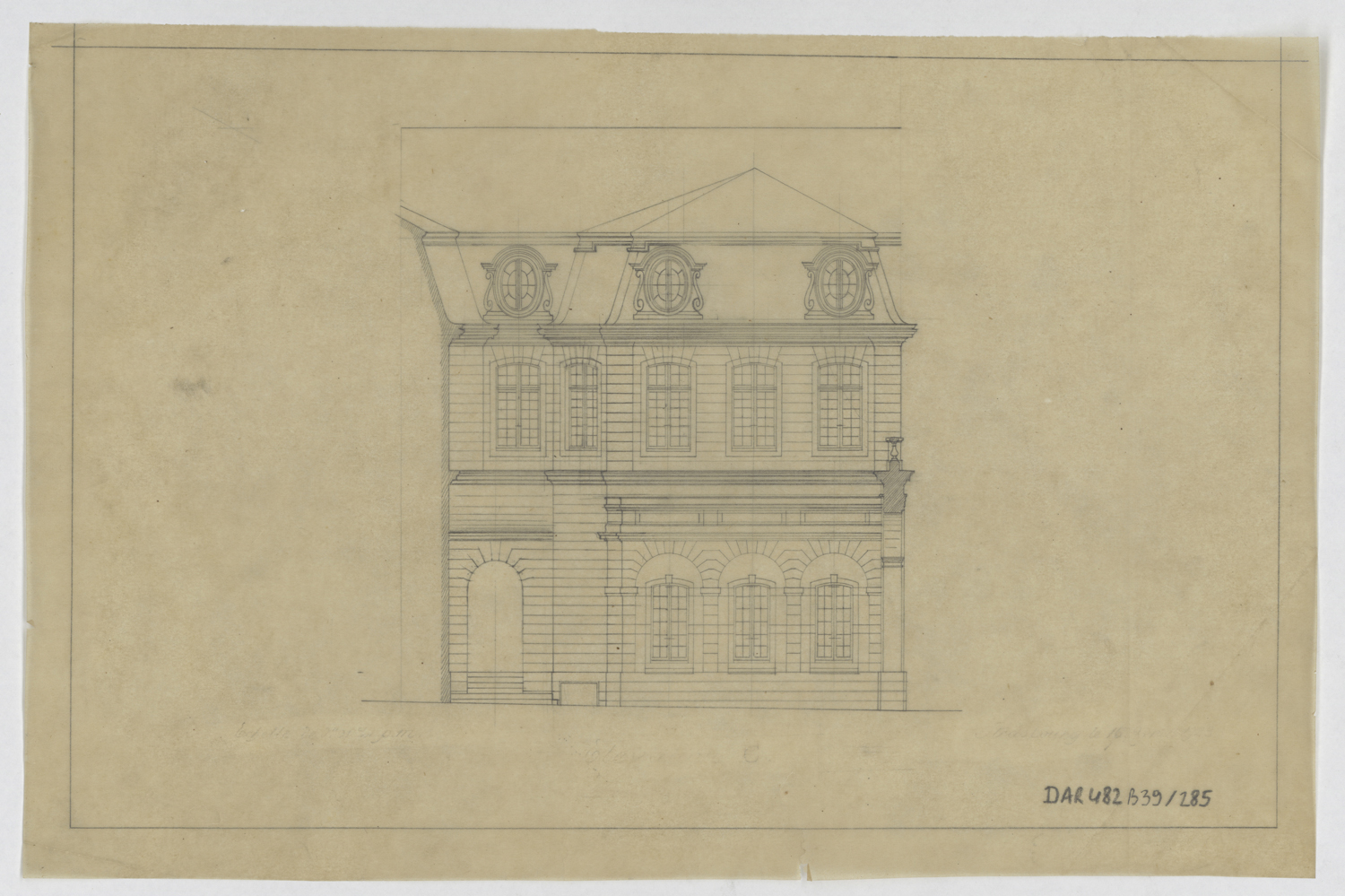 Projet de construction de deux salles d’exposition dans la cour est, élévation de la façade nord.