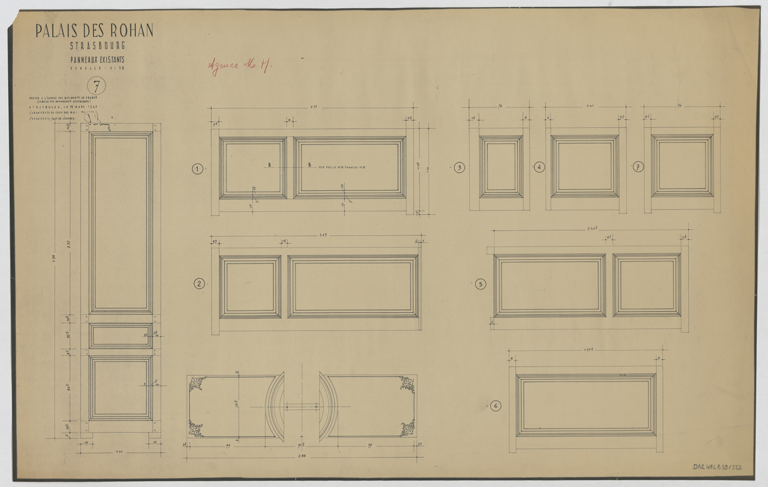 Boiseries, élévations.