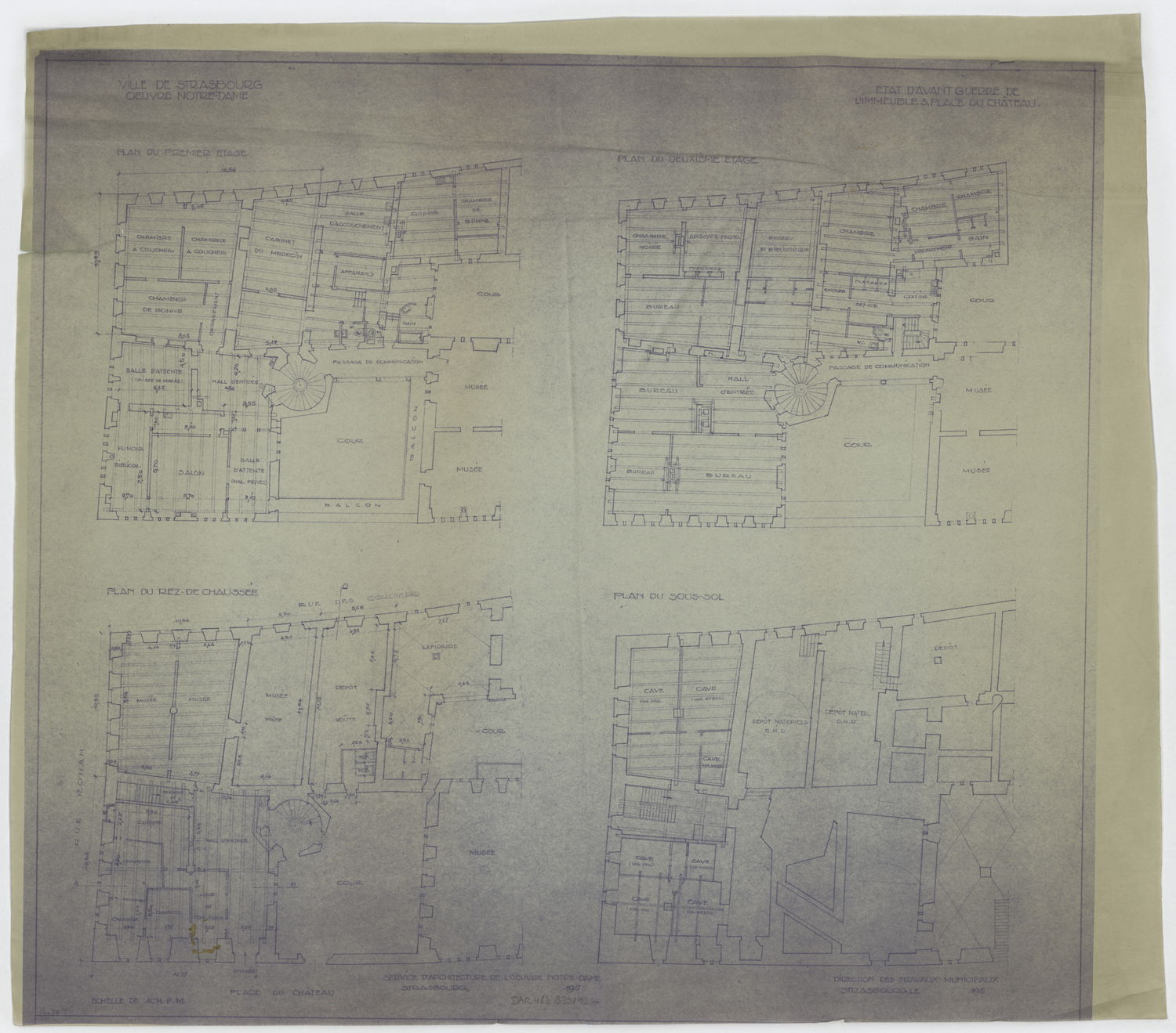 Plans de masse par niveau (état avant guerre).