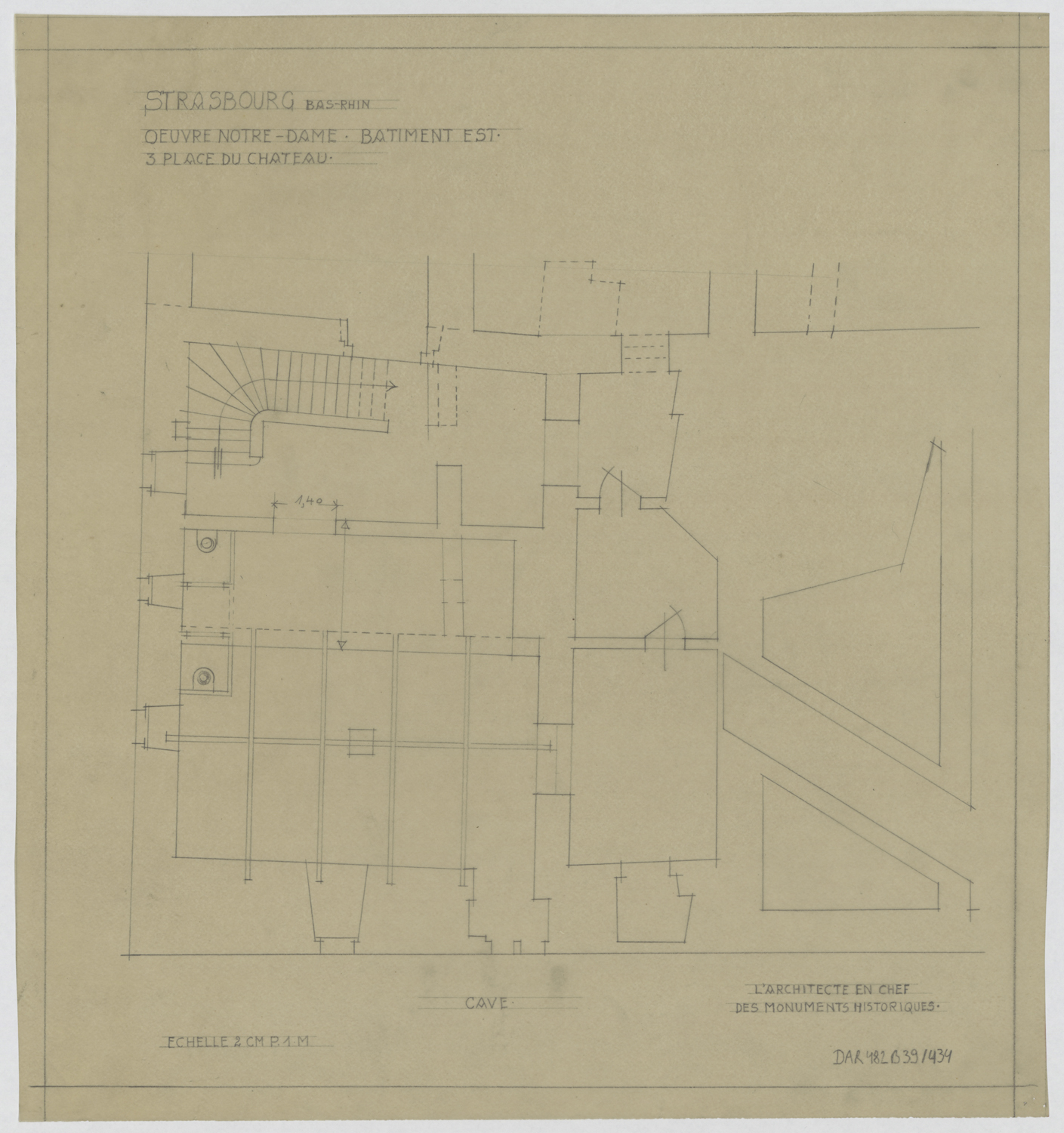 Bâtiment est, plan de masse du sous-sol.