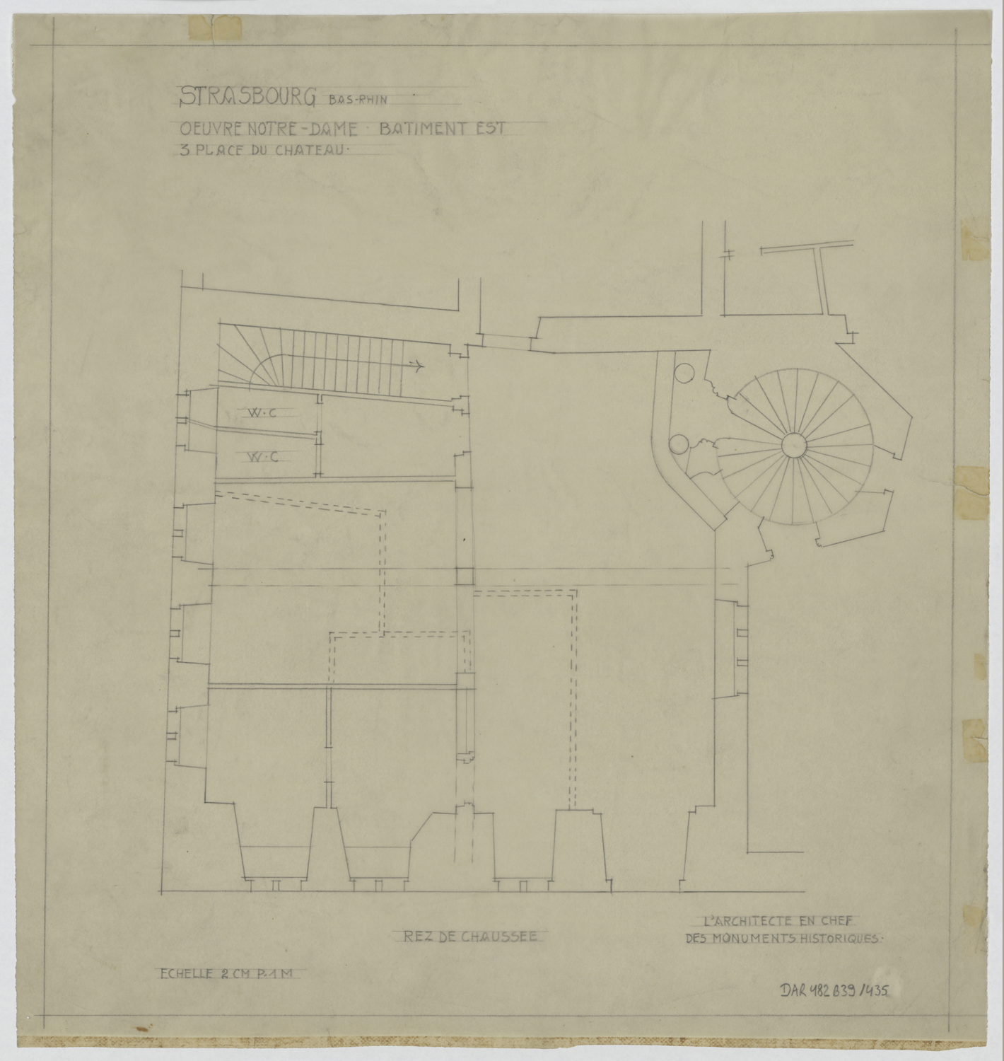 Bâtiment est, plan de masse du rez-de-chaussée.