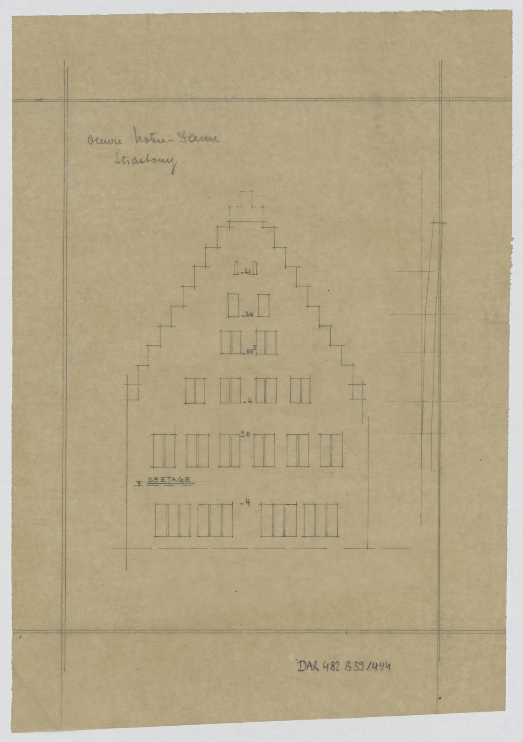 Bâtiment est, élévation de la façade nord.