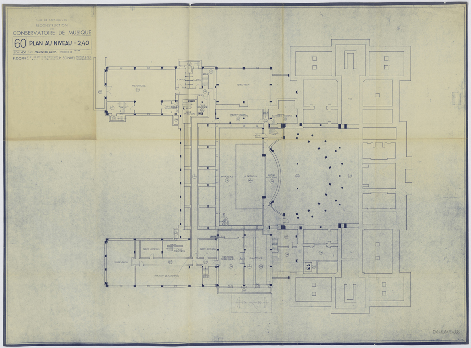 Reconstruction du conservatoire de musique, plan de masse.