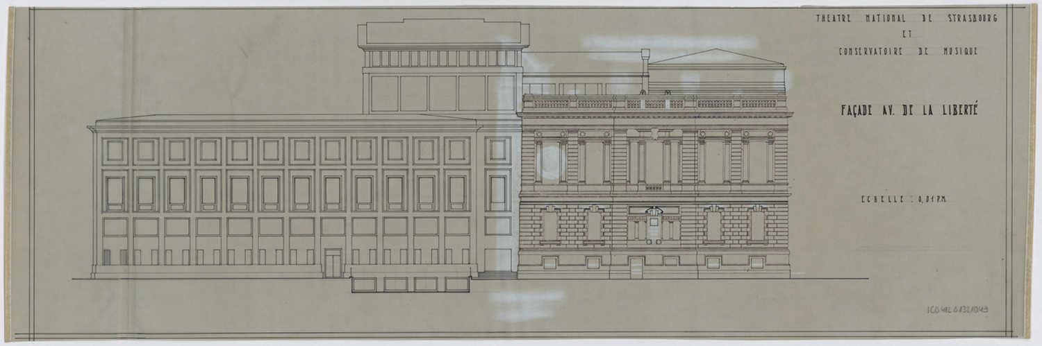 Elévation de la façade nord après reconstruction.