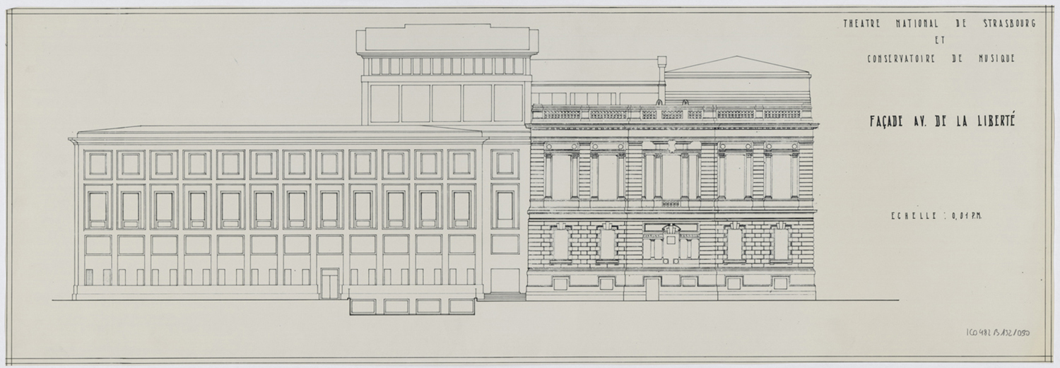 Elévation de la façade nord après reconstruction.