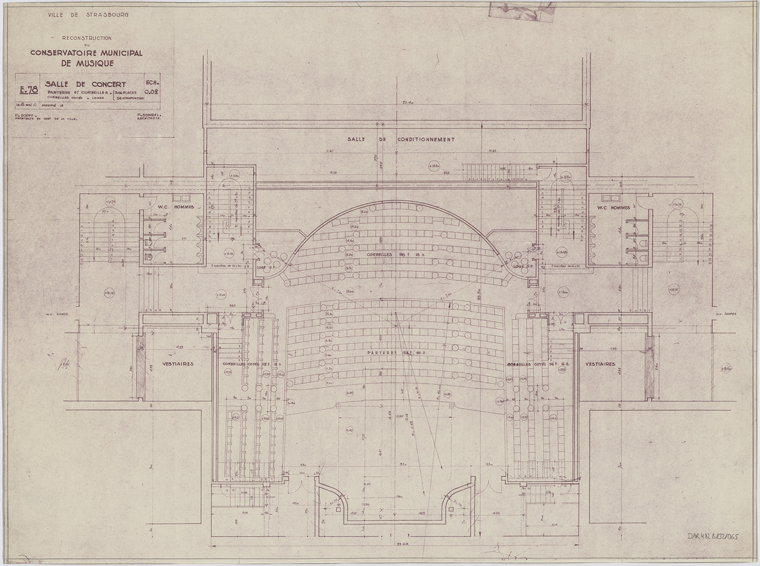 Salle de concert, plans du parterre et des corbeilles.