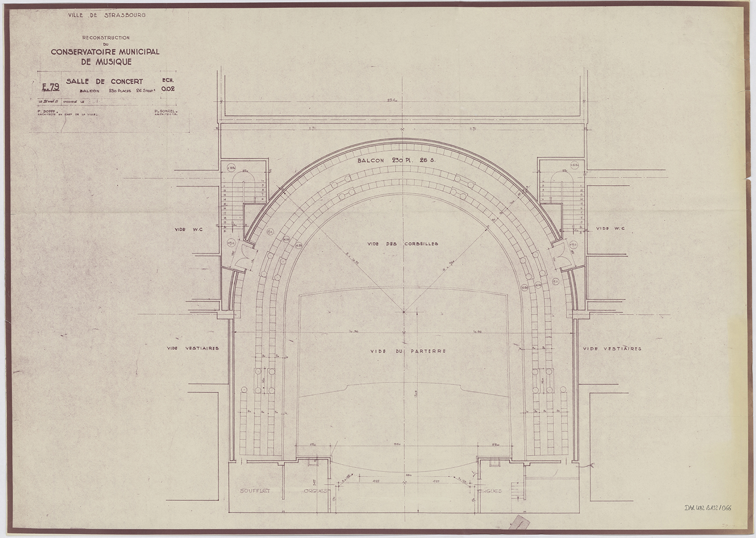 Salle de concert, plan du balcon.