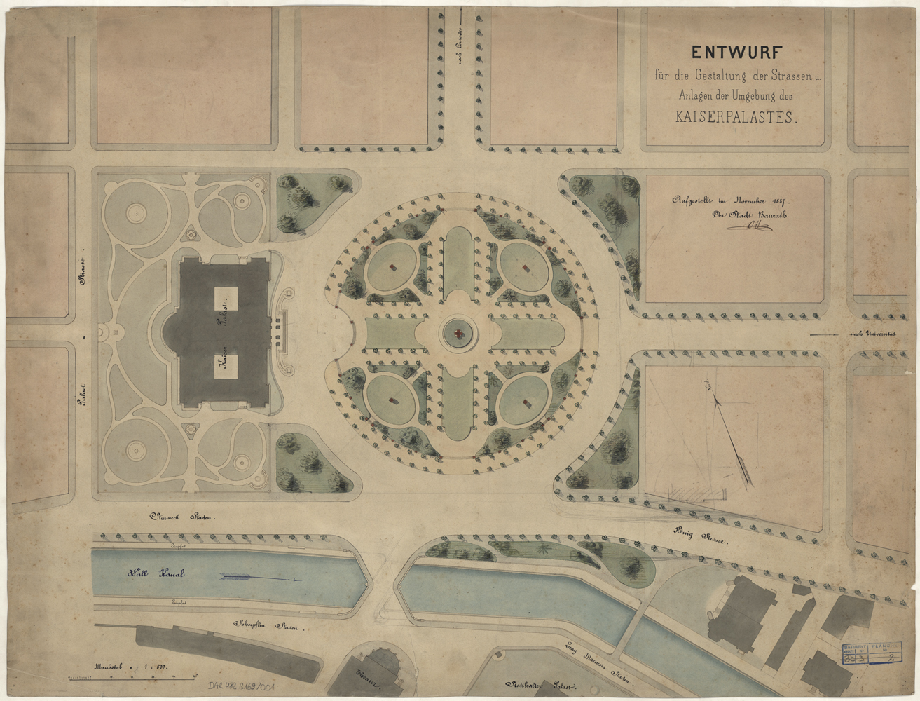 Projet d’aménagement de la place, plan de masse.