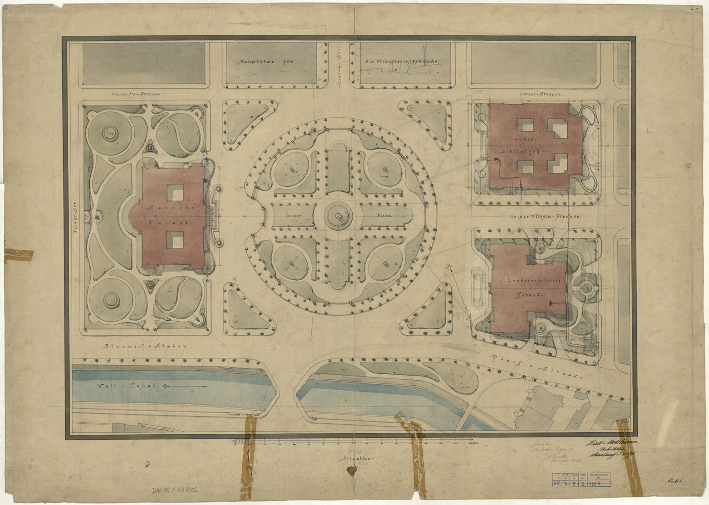 Projet d’aménagement de la place, plan de masse.