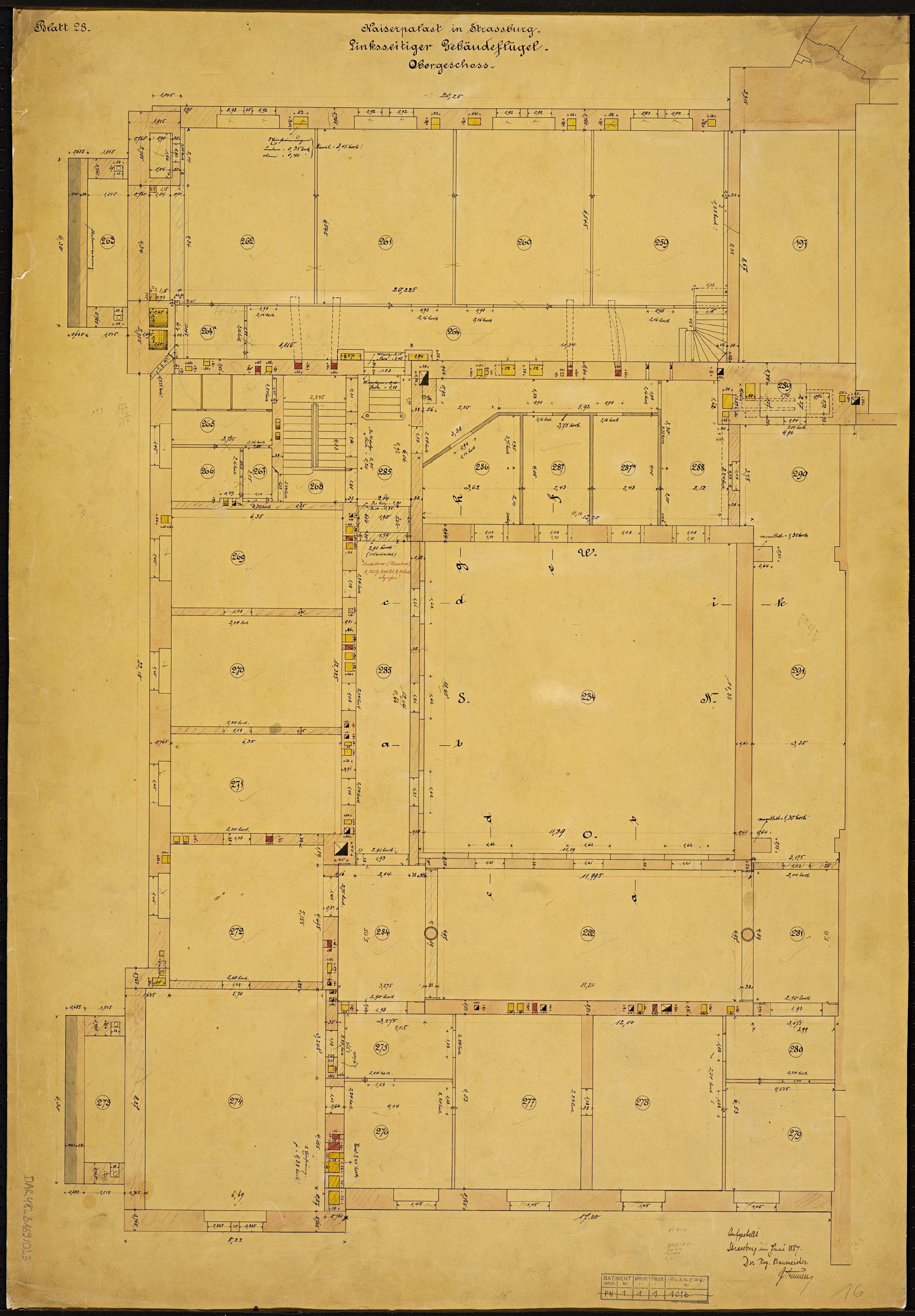 Réseau de ventilation et de chauffage, plan de masse du deuxième étage de l’aile sud.