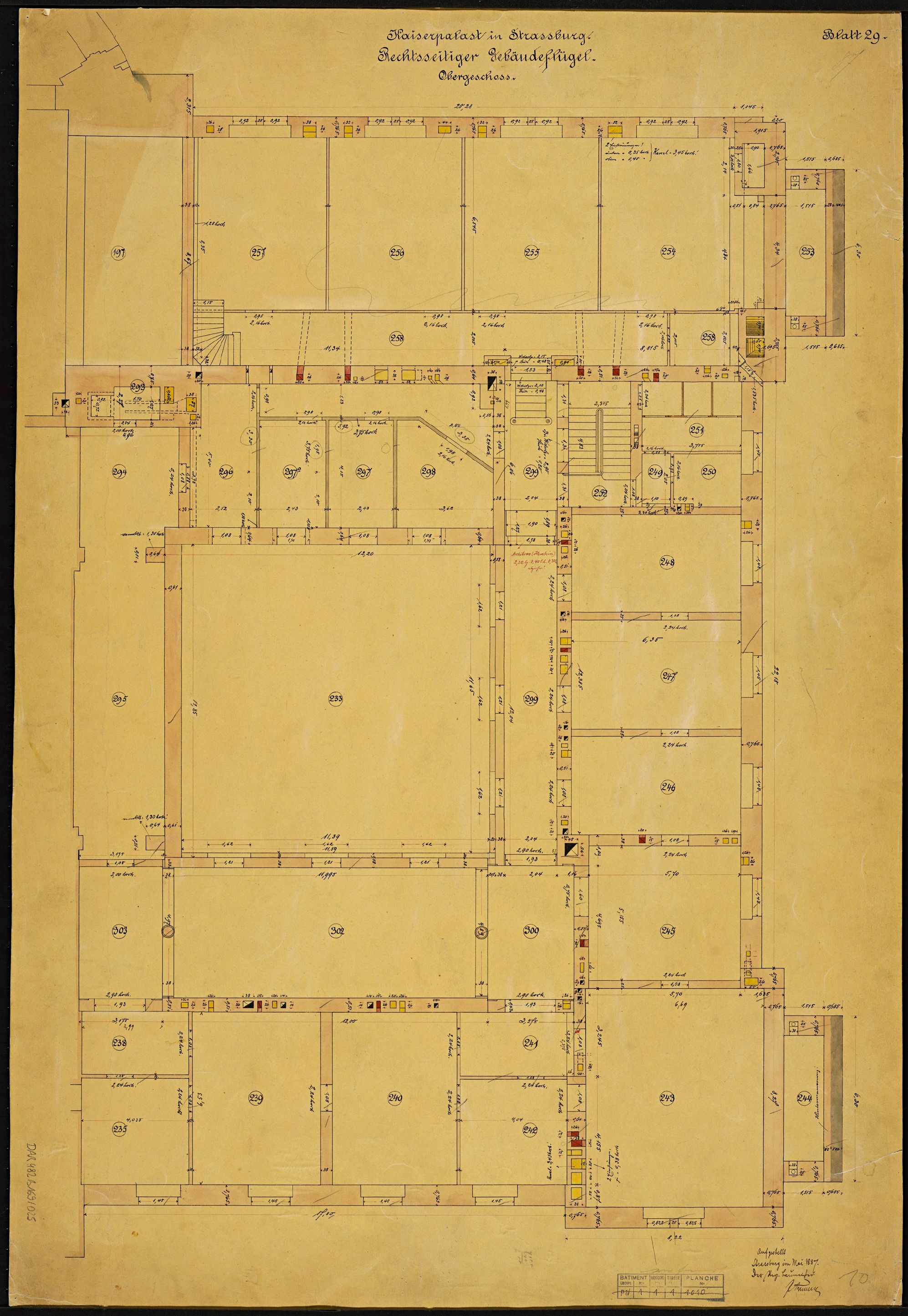 Réseau de ventilation et de chauffage, plan de masse du deuxième étage de l’aile nord.