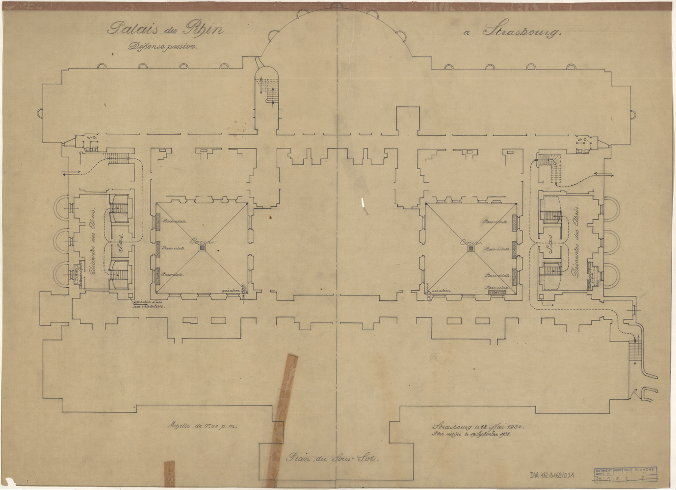 Défense passive, plan de masse du sous-sol.