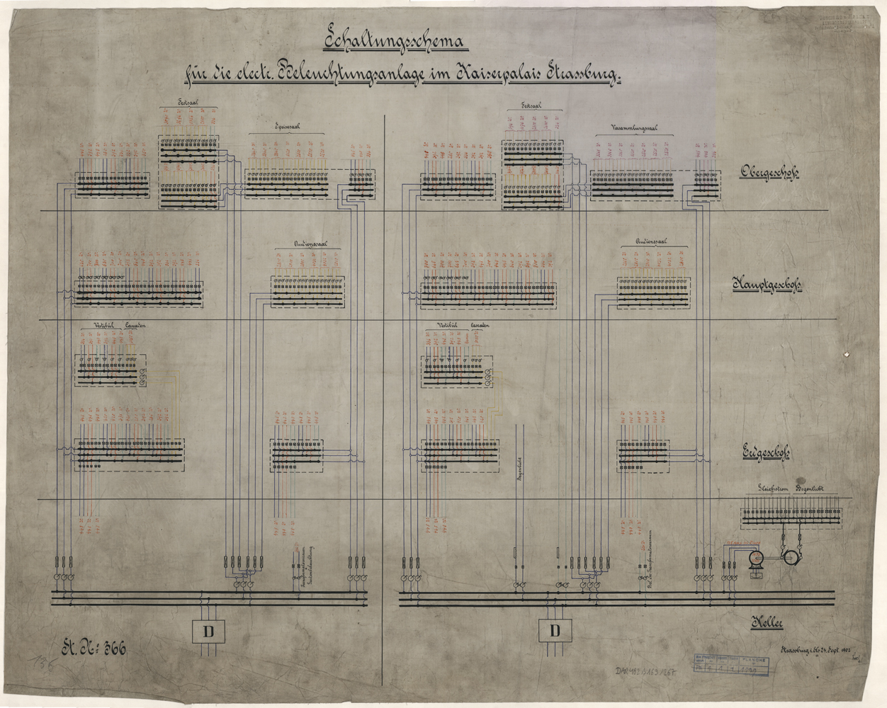 Schéma du réseau électrique de l’ensemble des étages.