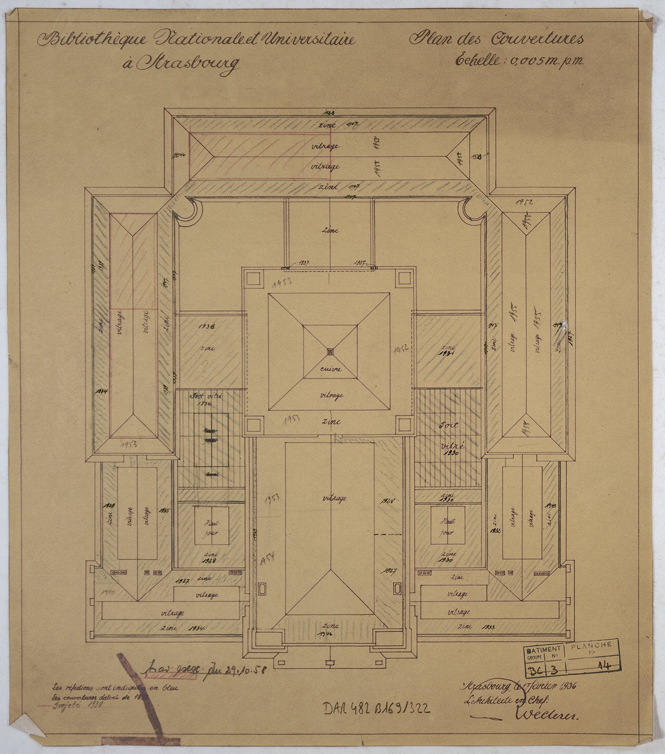 Réfection des couvertures, plan de masse.