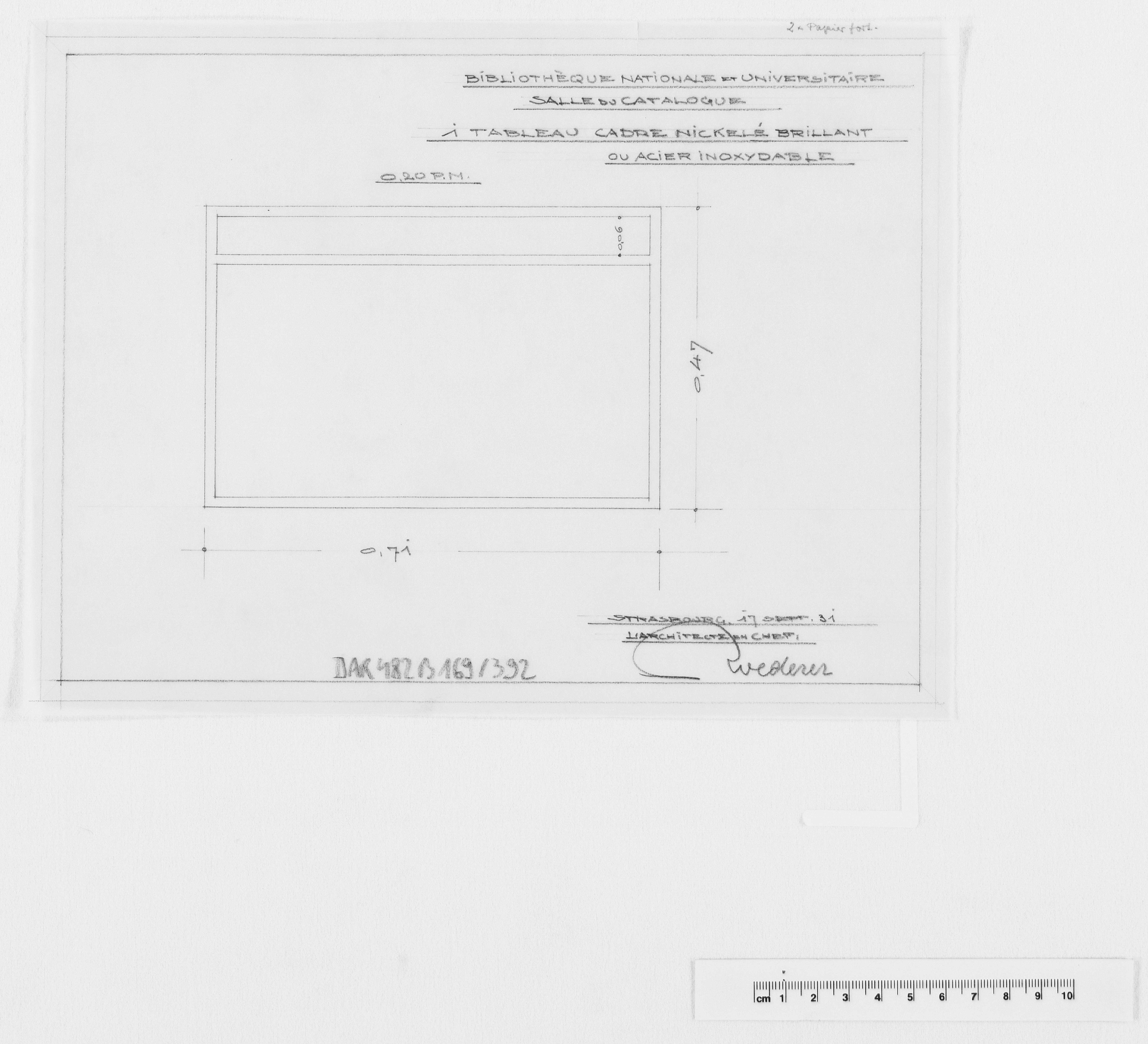 Salle du catalogue, élévation du tableau.