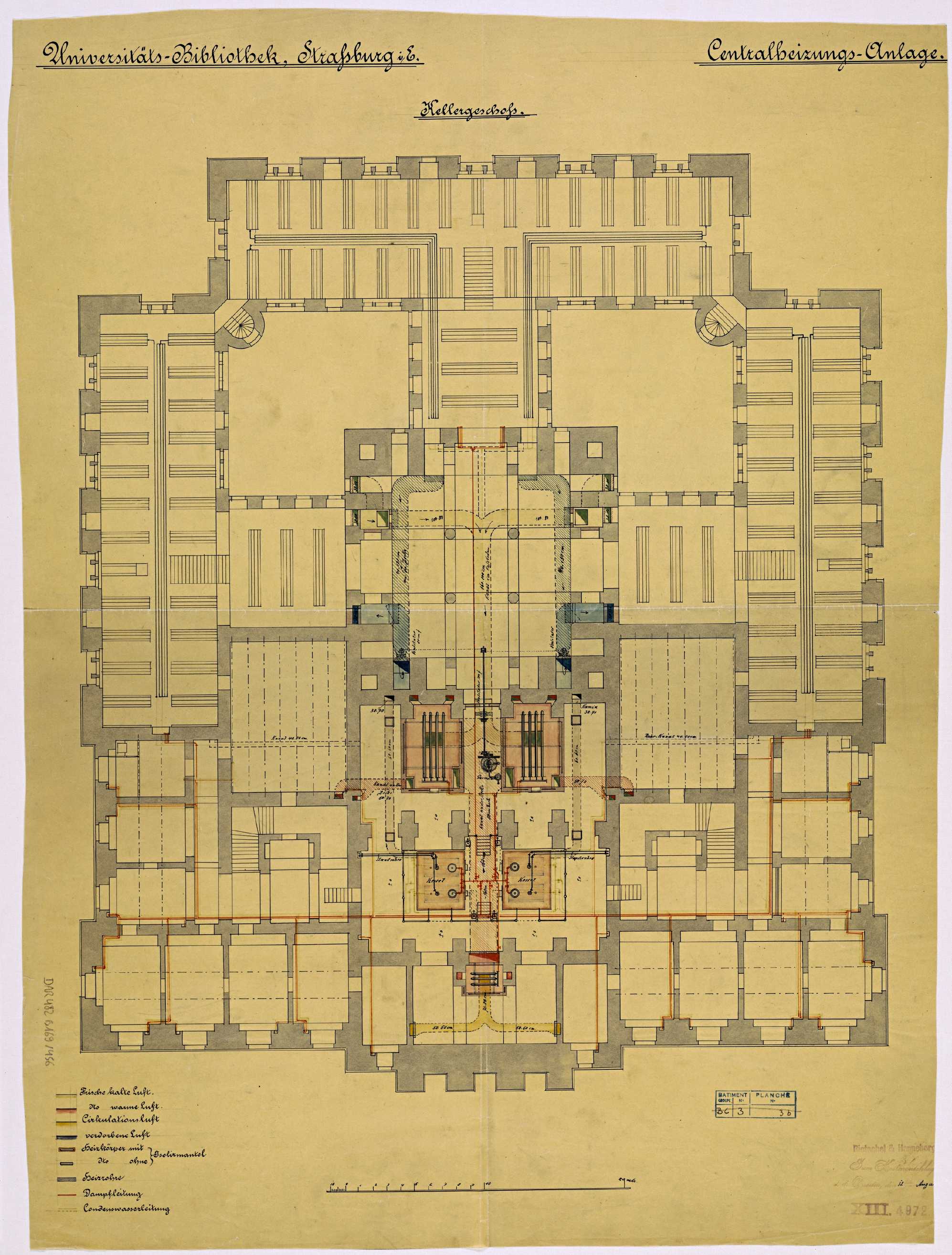 Système de chauffage central, plan de masse du sous-sol.