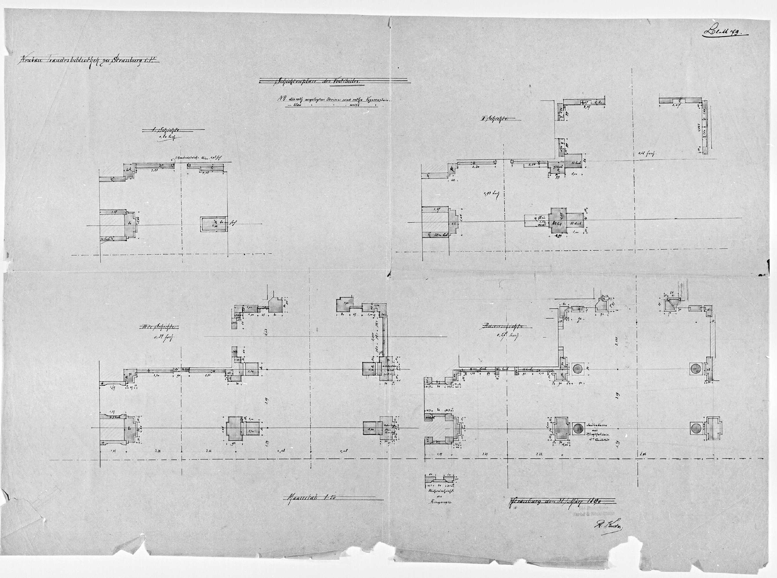 Projet d’aménagement des vestibules, plans de masse.