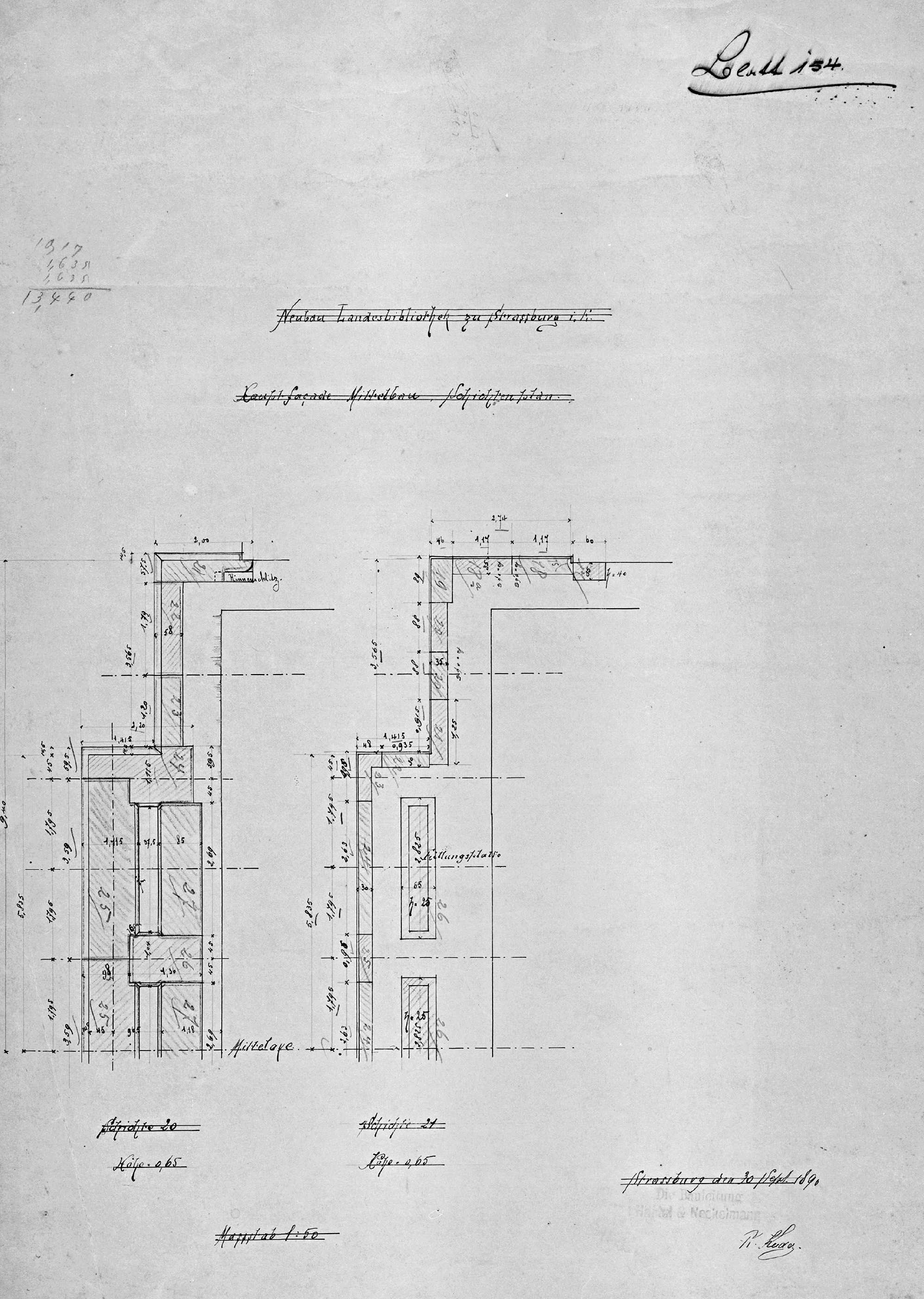 Façade principale, plans des couches stratigraphiques de la partie nord.