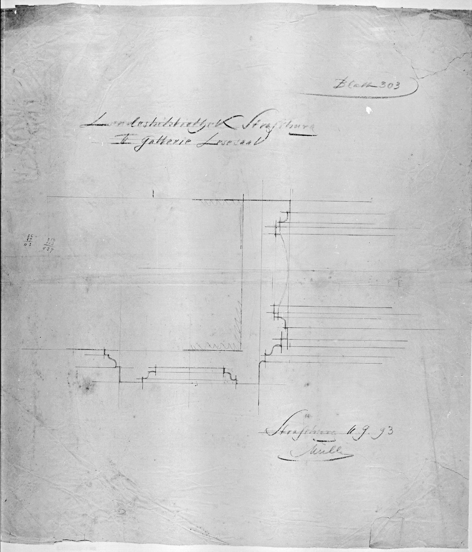 Galerie de la salle de lecture, coupe du deuxième projet.