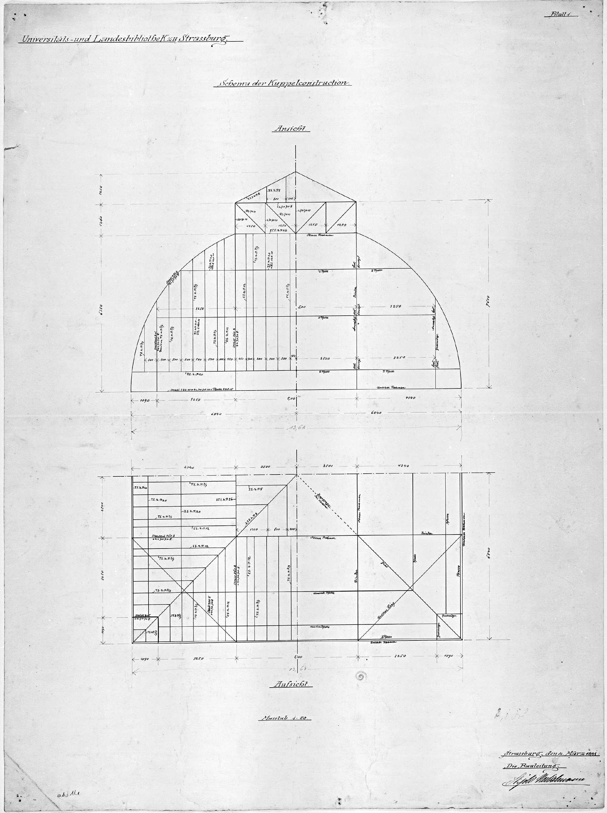 Construction du dôme, schémas.