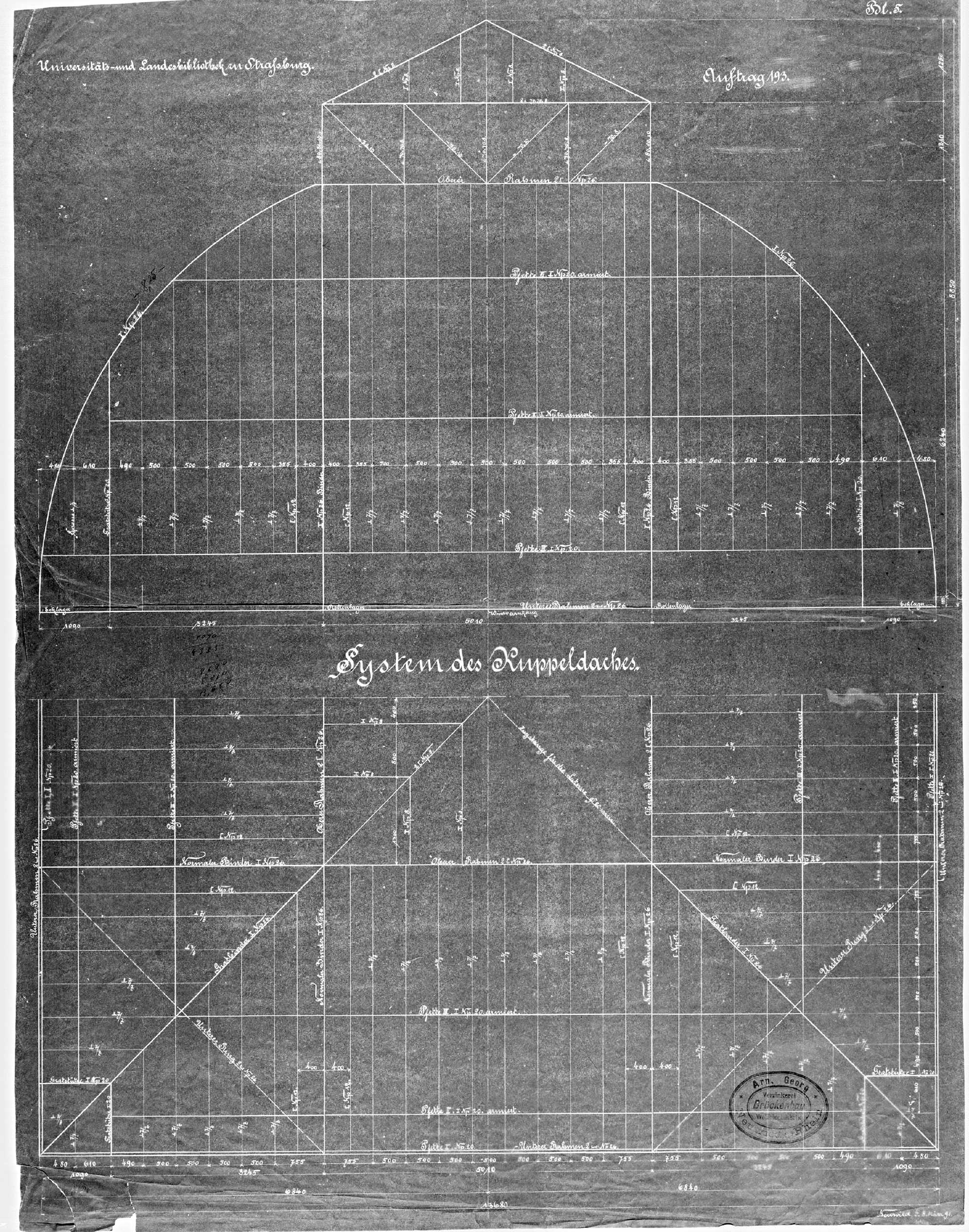 Dôme, plan et coupe.