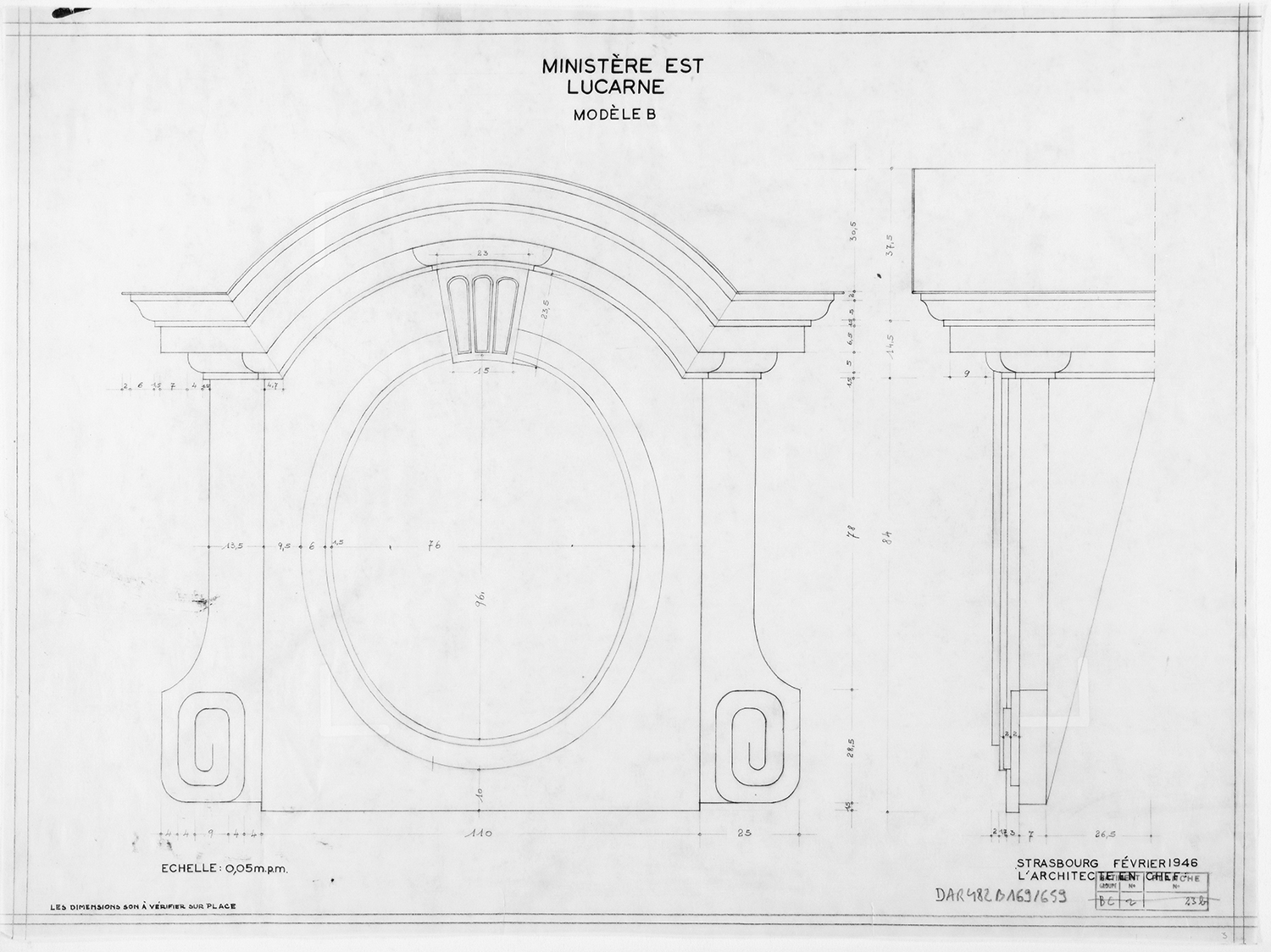 Lucarne, élévations du modèle B.