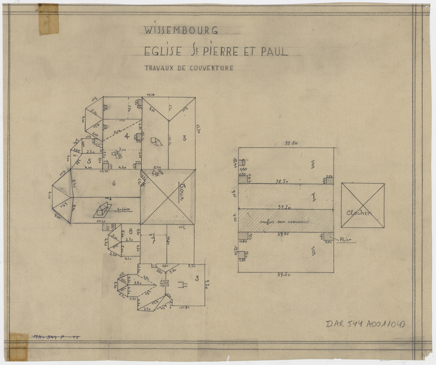 Travaux de couverture, plans d’ensemble.