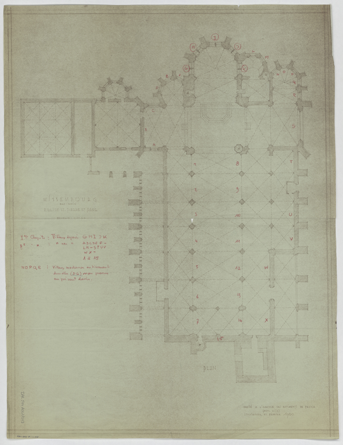 Projet de restauration des verrières, plan.